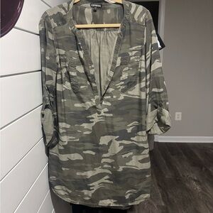 Express Olive Camouflage dress